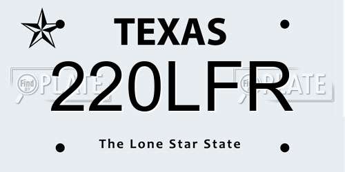 220LFR Texas License Plate