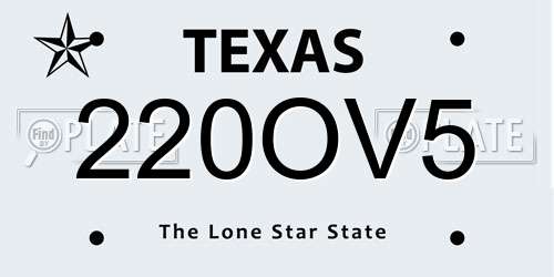 220OV5 Texas License Plate