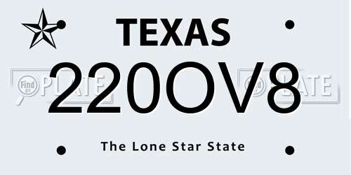 220OV8 Texas License Plate