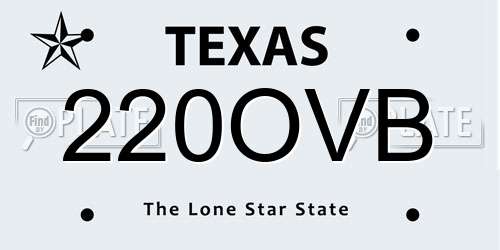 220OVB Texas License Plate
