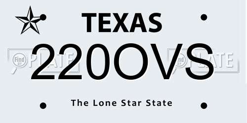 220OVS Texas License Plate