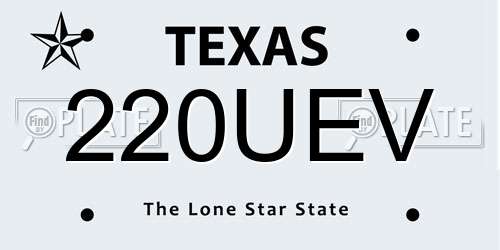 220UEV Texas License Plate