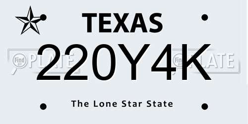 220Y4K Texas License Plate
