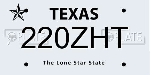 220ZHT Texas License Plate