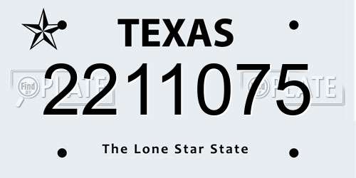 2211075 Texas License Plate