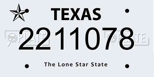 2211078 Texas License Plate