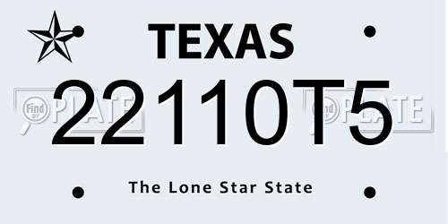 22110T5 Texas License Plate