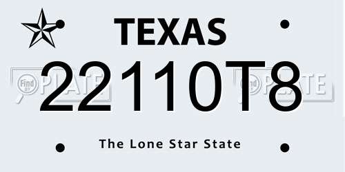 22110T8 Texas License Plate