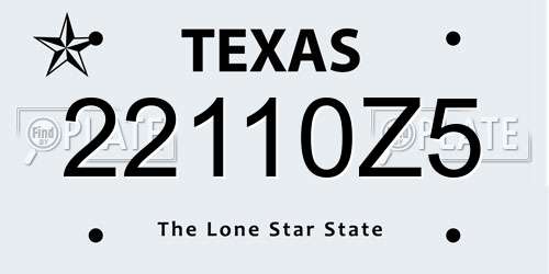 22110Z5 Texas License Plate