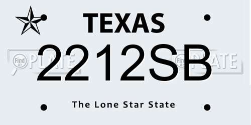 2212SB Texas License Plate