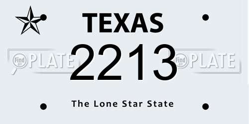 2213 Texas License Plate