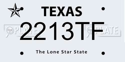 2213TF Texas License Plate