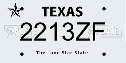 2213ZF Texas License Plate