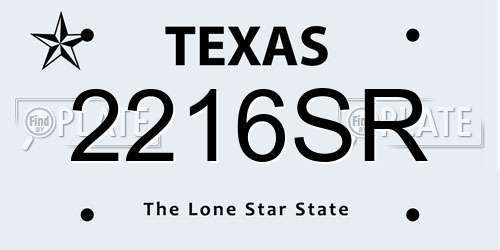 2216SR Texas License Plate