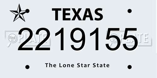 2219155 Texas License Plate