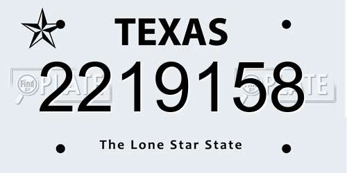 2219158 Texas License Plate