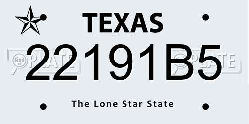 22191B5 Texas License Plate