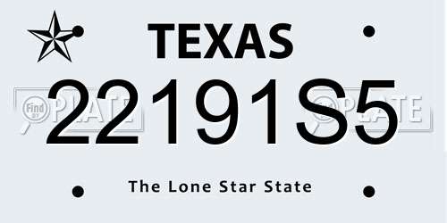 22191S5 Texas License Plate