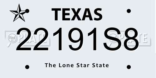 22191S8 Texas License Plate