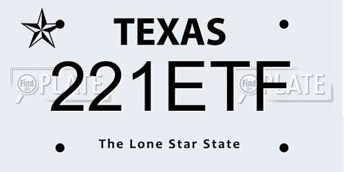 221ETF Texas License Plate