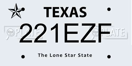 221EZF Texas License Plate