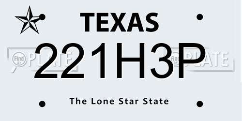 221H3P Texas License Plate