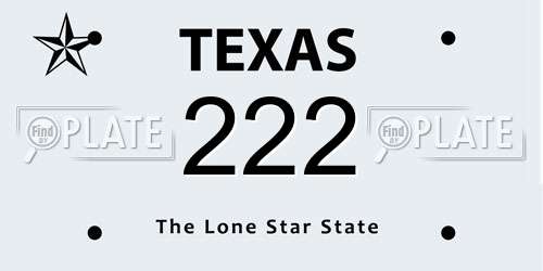 222 Texas License Plate