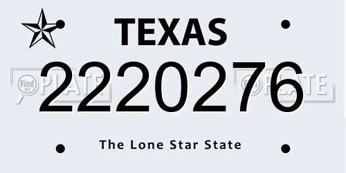2220276 Texas License Plate