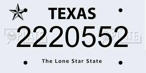 2220552 Texas License Plate