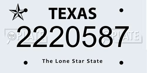 2220587 Texas License Plate