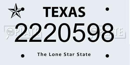 2220598 Texas License Plate