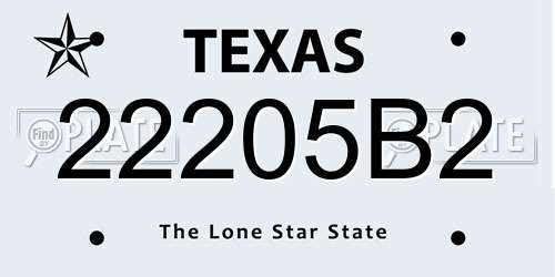 22205B2 Texas License Plate