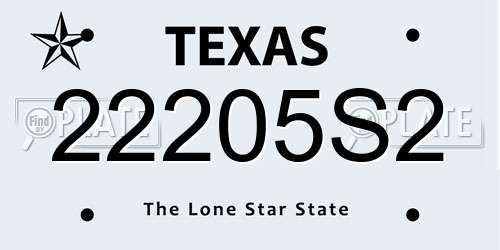 22205S2 Texas License Plate
