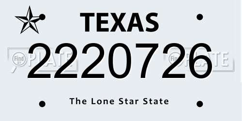 2220726 Texas License Plate