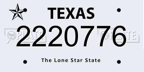 2220776 Texas License Plate