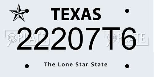 22207T6 Texas License Plate