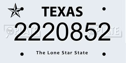 2220852 Texas License Plate
