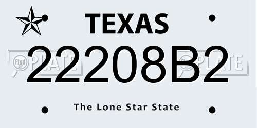 22208B2 Texas License Plate