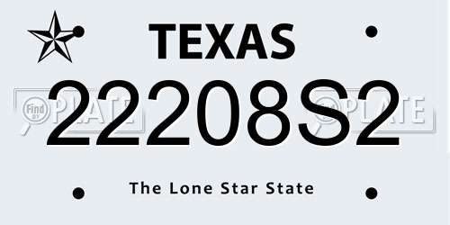 22208S2 Texas License Plate