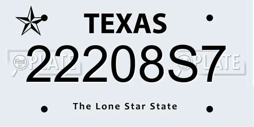 22208S7 Texas License Plate
