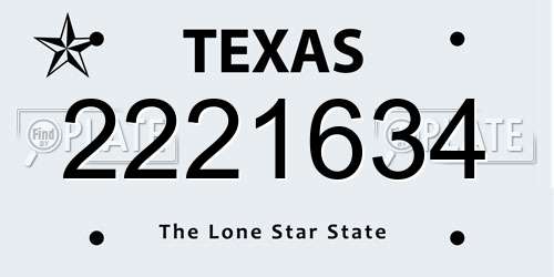 2221634 Texas License Plate