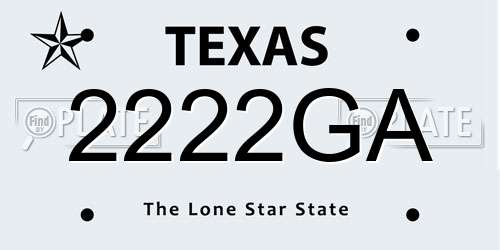 2222GA Texas License Plate