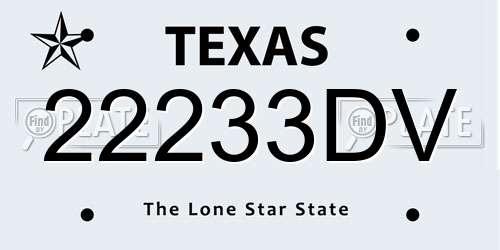 22233DV Texas License Plate