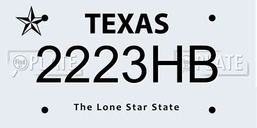 2223HB Texas License Plate