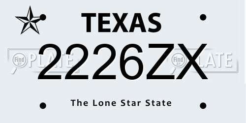 2226ZX Texas License Plate