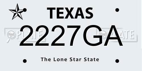 2227GA Texas License Plate