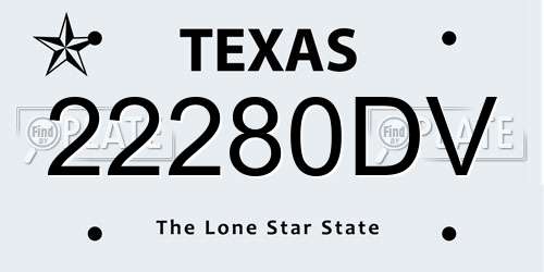22280DV Texas License Plate