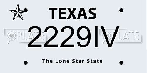 2229IV Texas License Plate