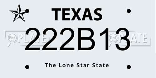 222B13 Texas License Plate