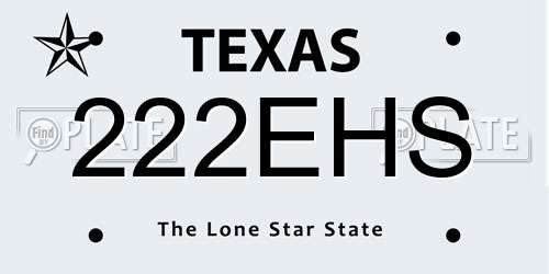 222EHS Texas License Plate